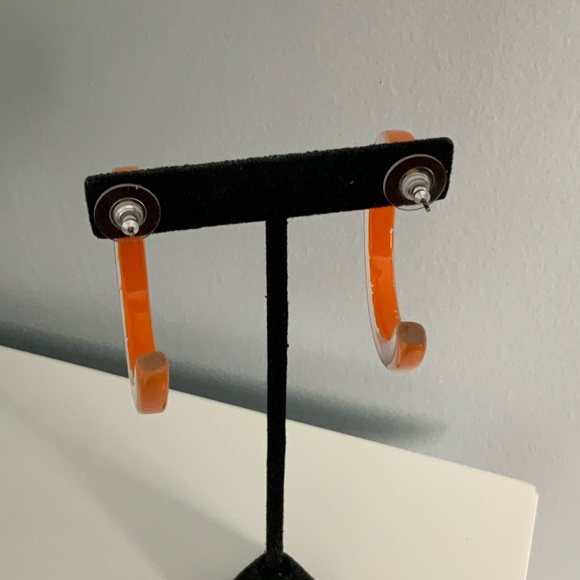 NY&Co Women's Large Resin Hoop Earrings Orange - Picture 4 of 7